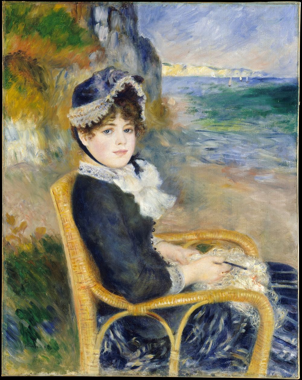 By the Seashore (1883) painting in high resolution by Pierre-Auguste Renoir.  
