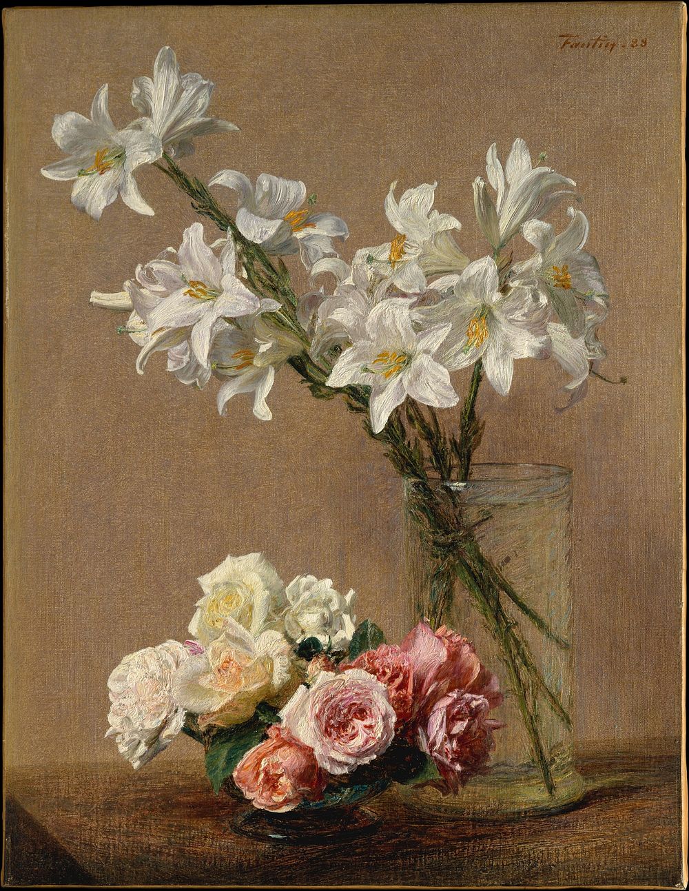 Roses and Lilies (1888) by Henri Fantin&ndash;Latour.  