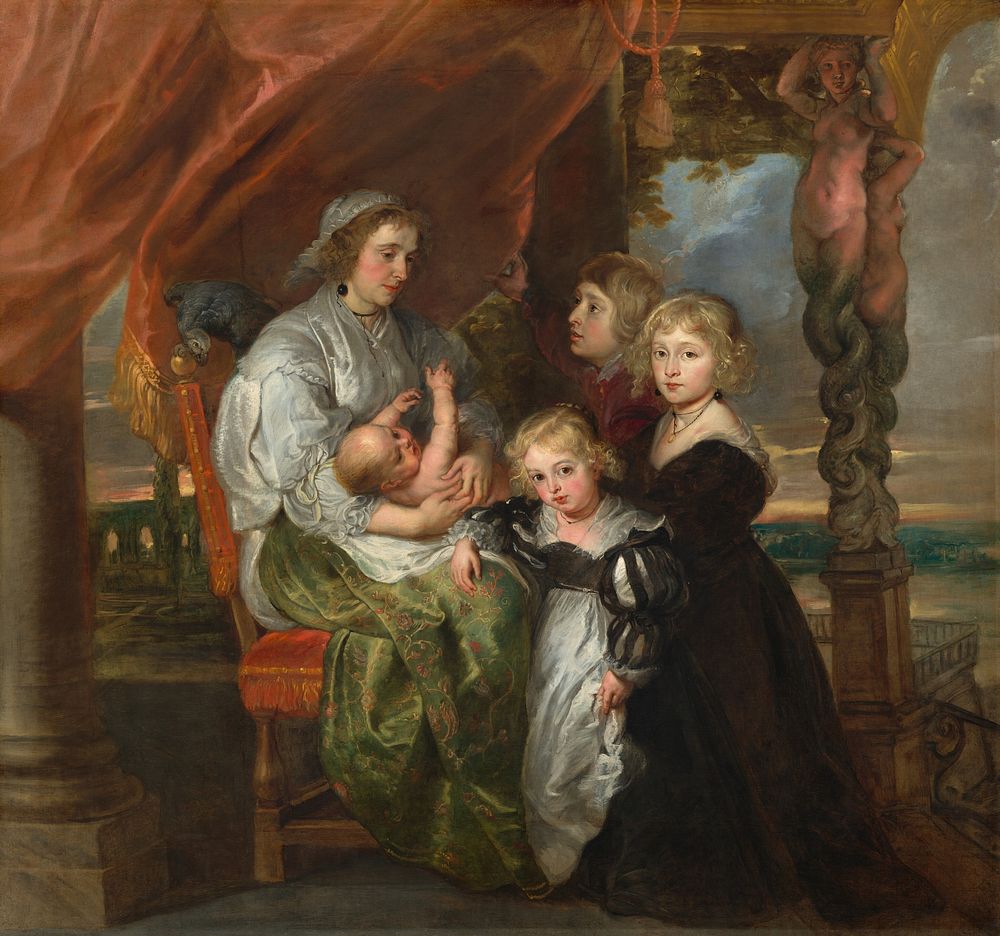 Deborah Kip, Wife of Sir Balthasar Gerbier, and Her Children (1629&ndash;1630, reworked probably mid 1640s) by Sir Peter…