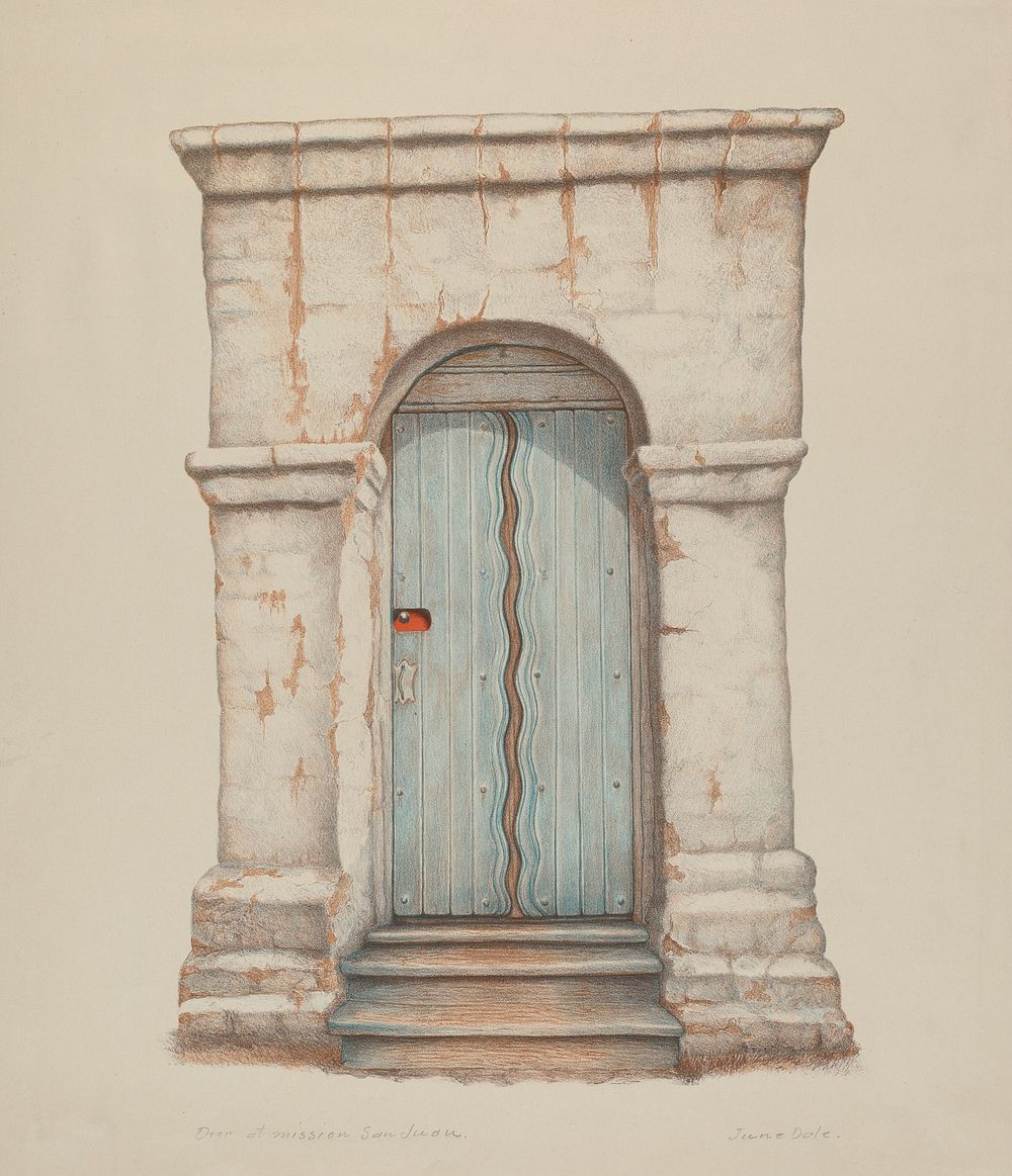 Doorway at Mission San Juan (1935/1942) by June Dale.  
