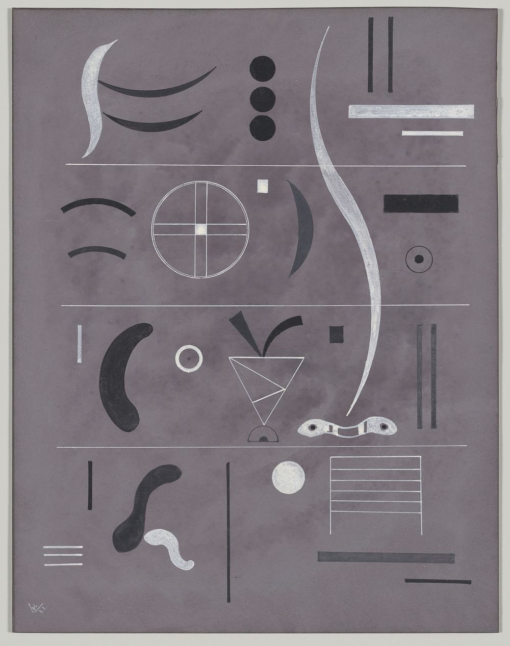 Four Parts (1932) drawing in high resolution by Wassily Kandinsky.  