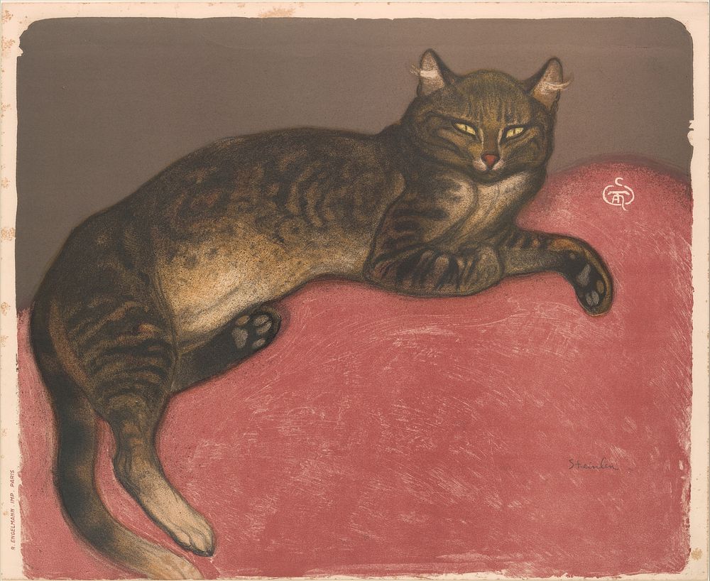 L'Hiver: Chat sur un Coussin (1909) print in high resolution by Th&eacute;ophile Alexandre Steinlen.