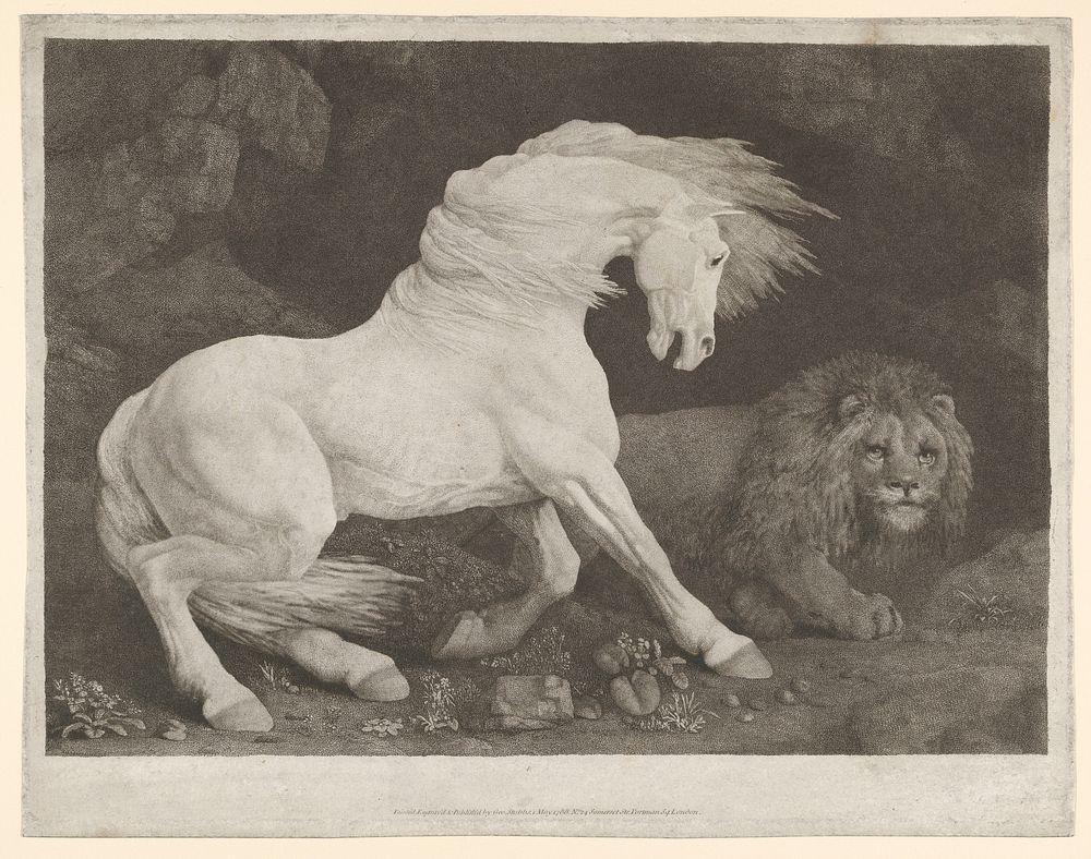 A Horse Affrighted at a Lion (1788) by George Stubbs.  