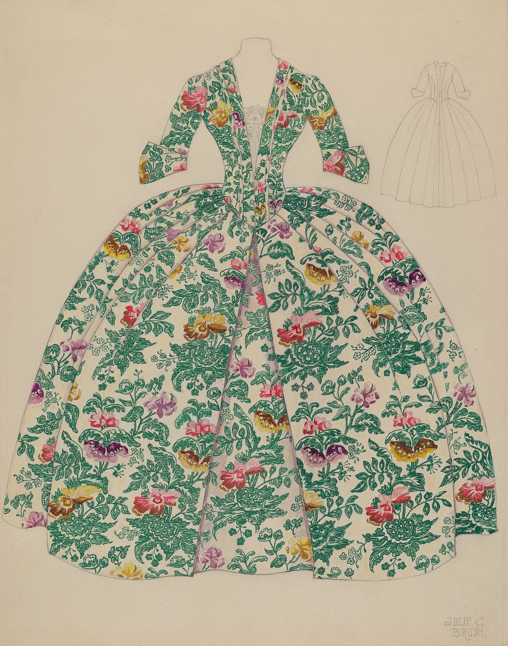 Dress (c. 1936) by Julie C. Brush.    