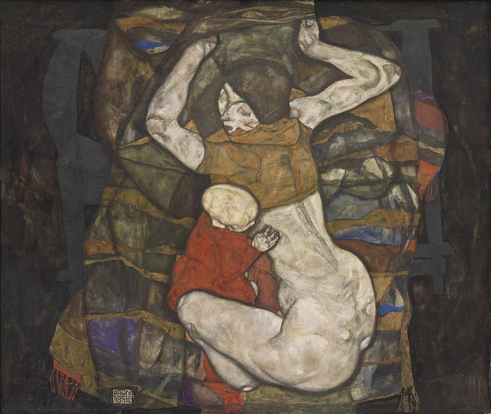 Junge Mutter (1914) painting in high resolution by Egon Schiele. 