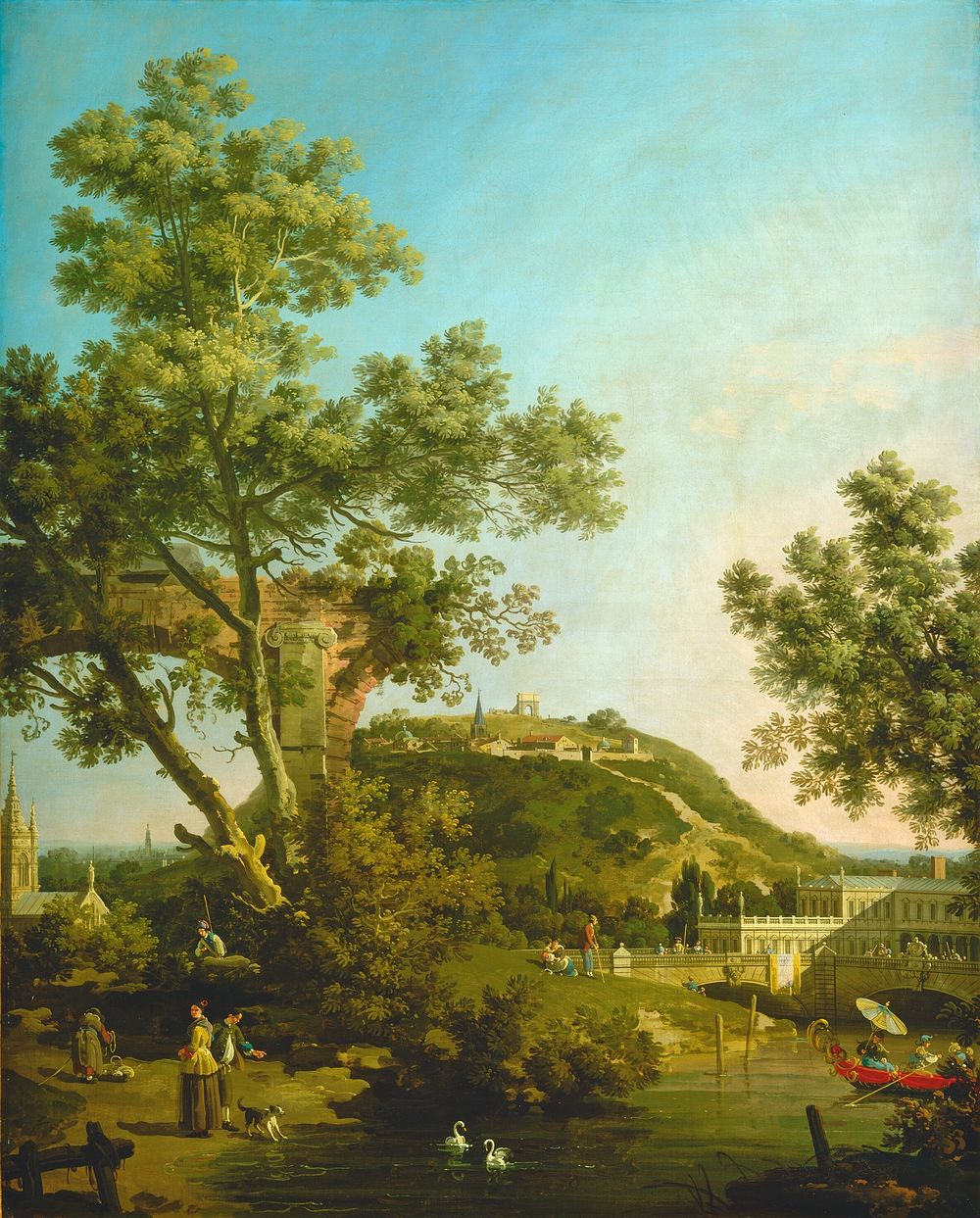 English Landscape Capriccio with a Palace (ca. 1754) by Canaletto.  