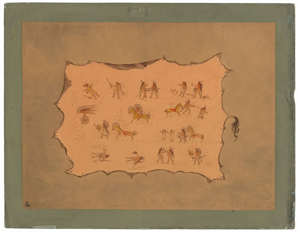 Facsimile of the Robe of Mah-to-toh-pa - Mandan (1861-1869) painting in high resolution by George Catlin.  