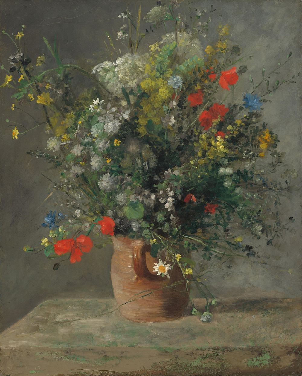 Flowers in a Vase (c. 1866) painting in high resolution by Pierre-Auguste Renoir.