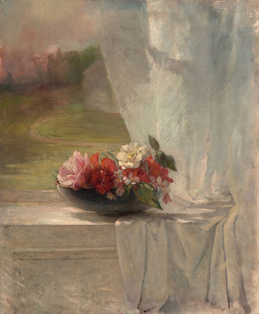 Flowers on a Window Ledge (ca. 1861) by John La Farge.  