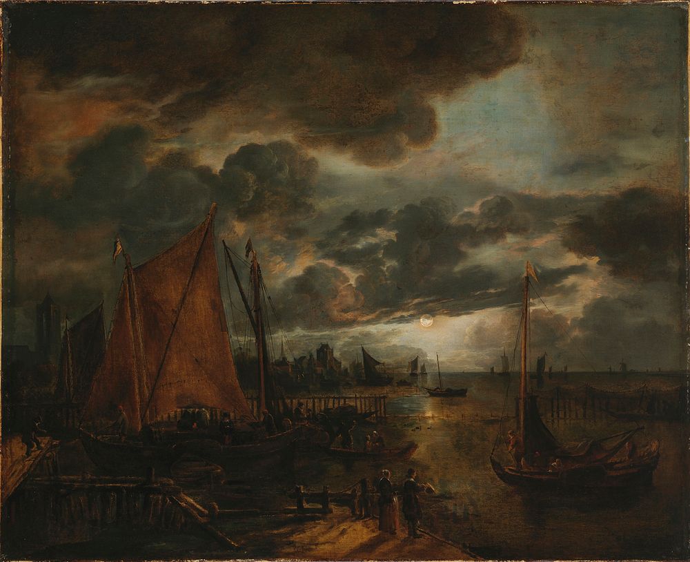 River in moonlight, 1640 - 1649