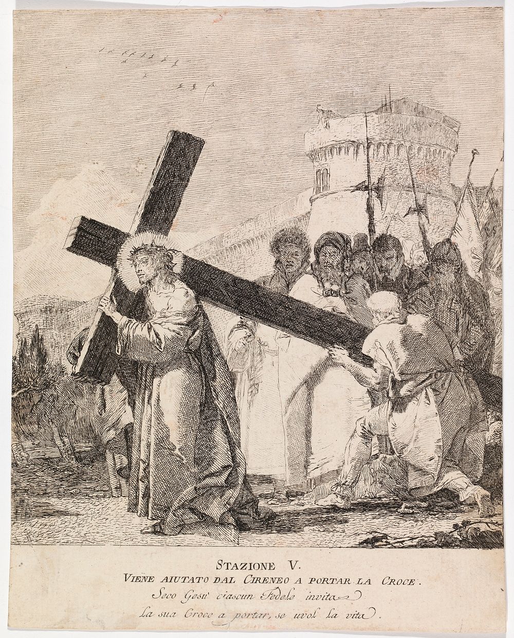 Via crucis - station v. simon of cyrene helps jesus carry the cross, 1748 - 1749