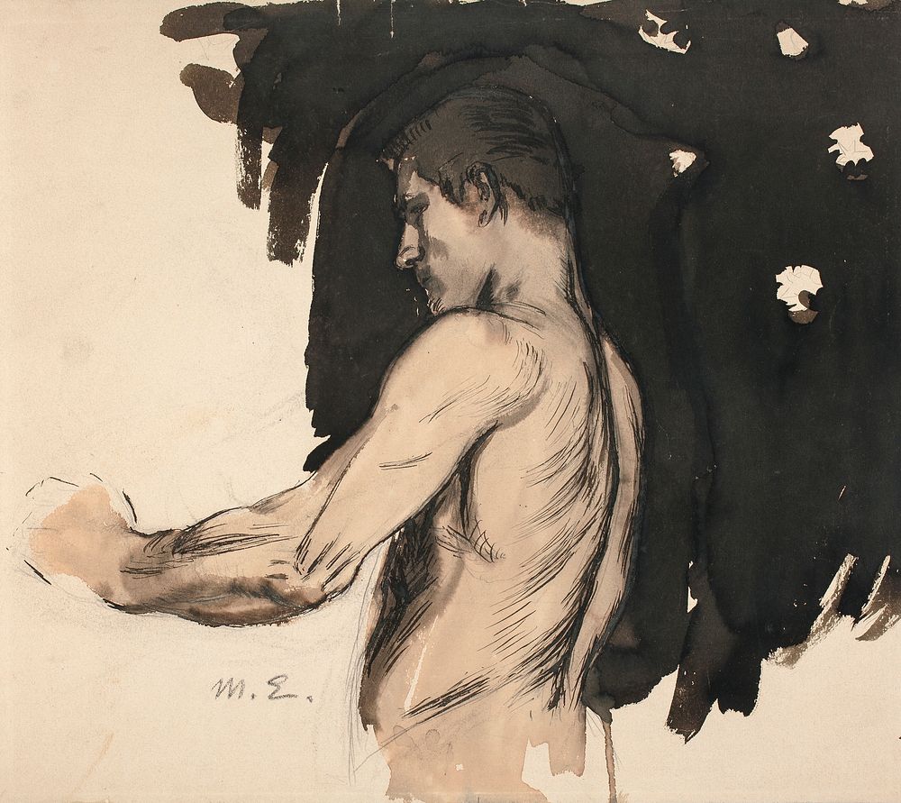 Study, half-length figure of a naked man by Magnus Enckell