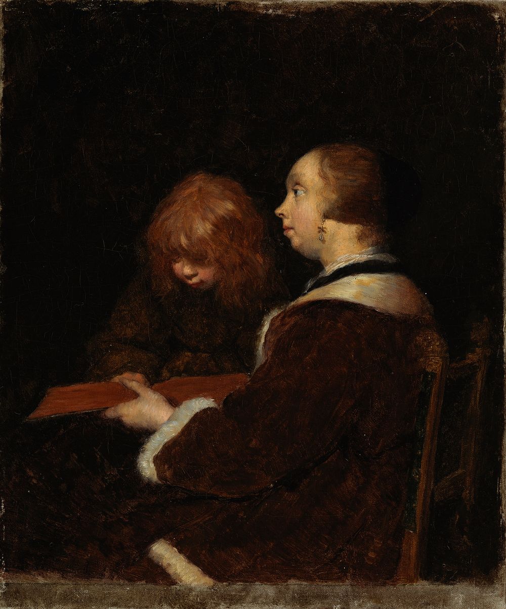 The reading lesson, copy after ter borch, 1894 - 1900 by Maria Catharina Wiik