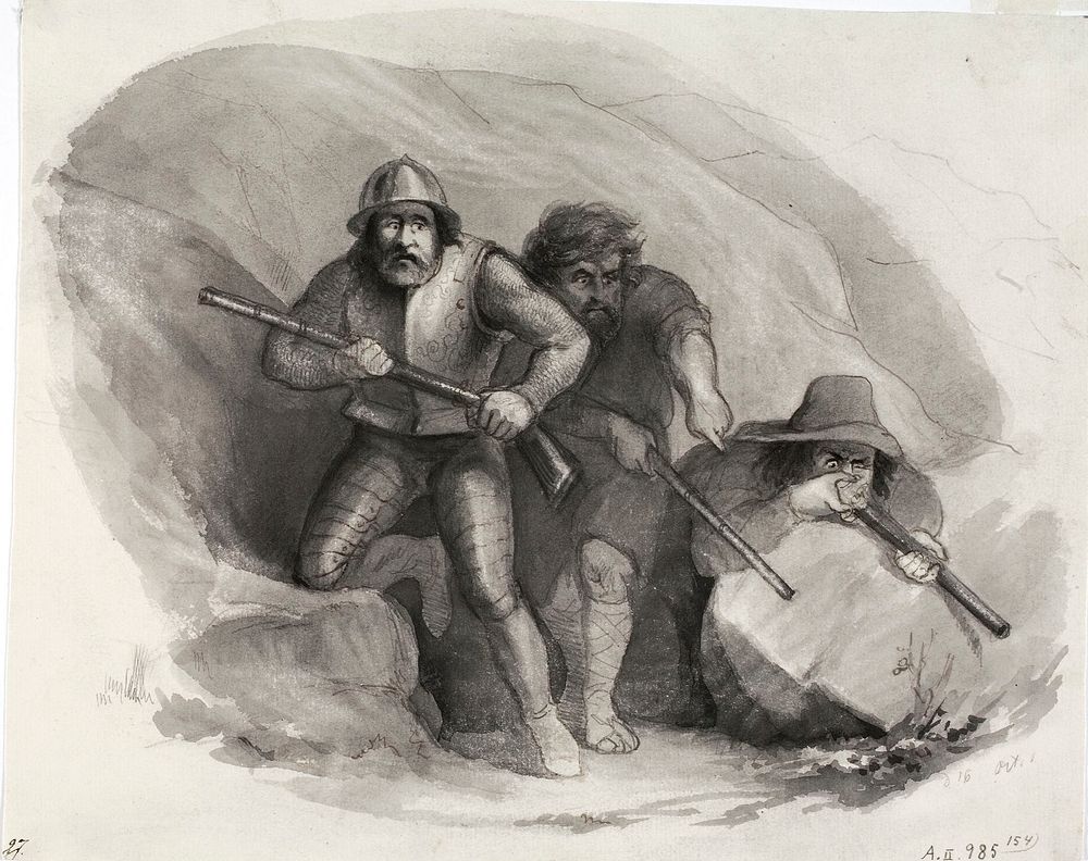 Kolme italialaista rosvoa kivääreineen, 1853 - 1855 by Anders Ekman