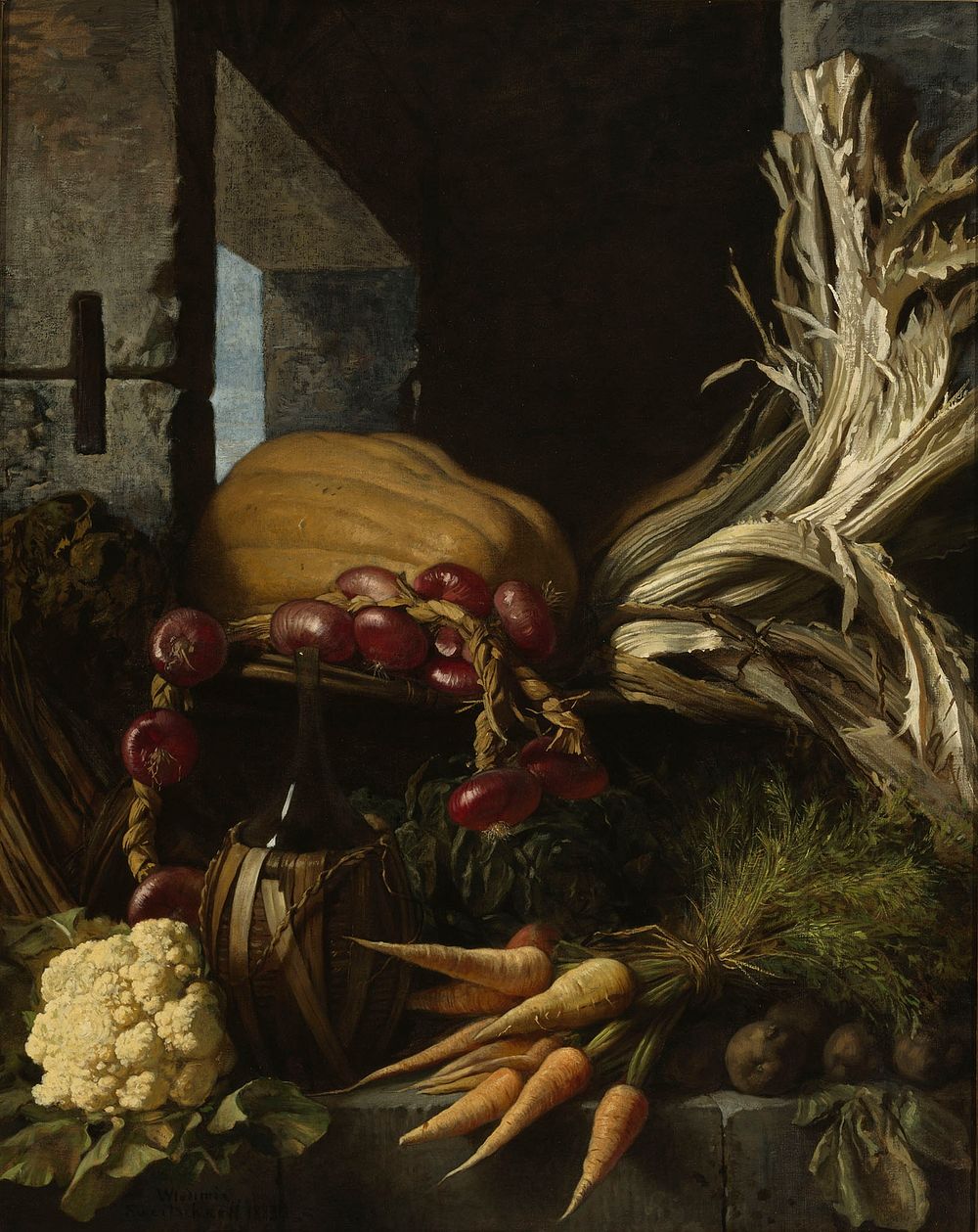 Juureksia ja vihanneksia kellarissa, 1883