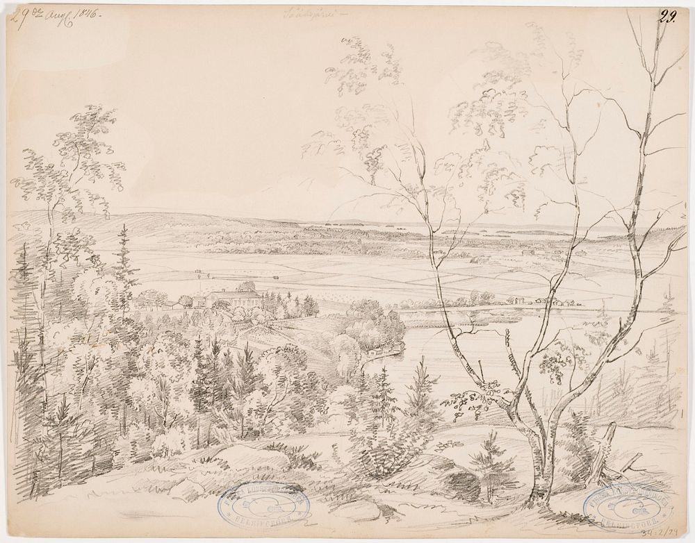 Näköala hattulan vuorelta, keskeltä vasemmalle pelkolan kartano, 1846 by Magnus von Wright
