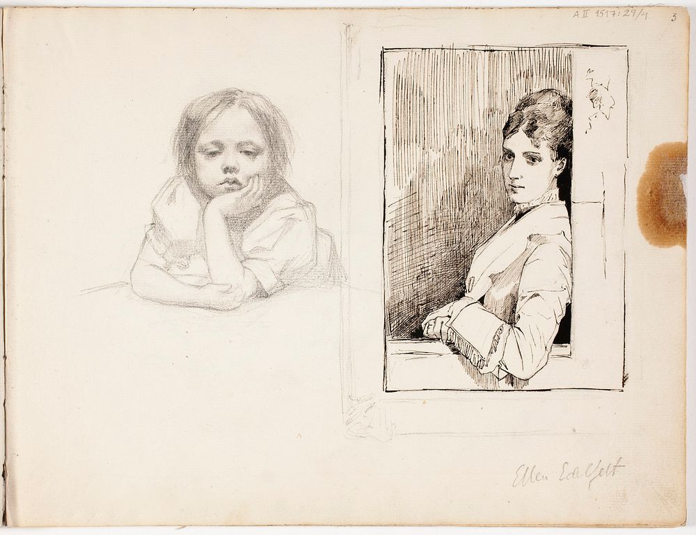 (unknown), 1875 - 1876 part of a sketchbook by Albert Edelfelt