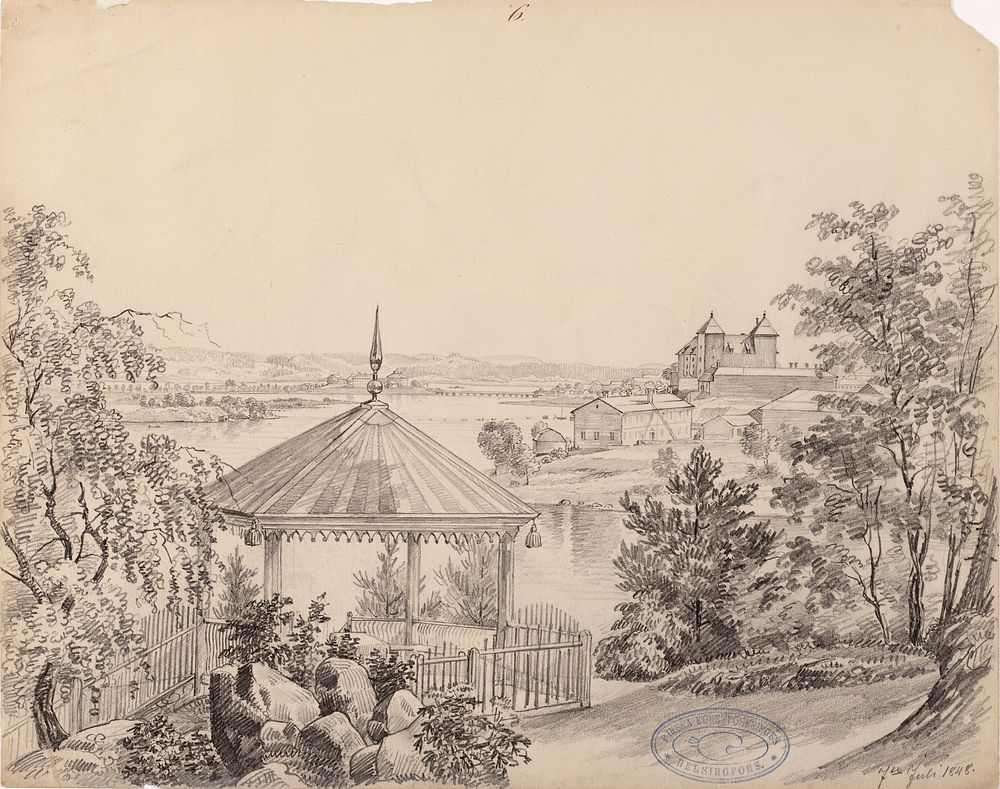 Hämeen linna pyövelinmäeltä nähtynä, 1848 by Magnus von Wright