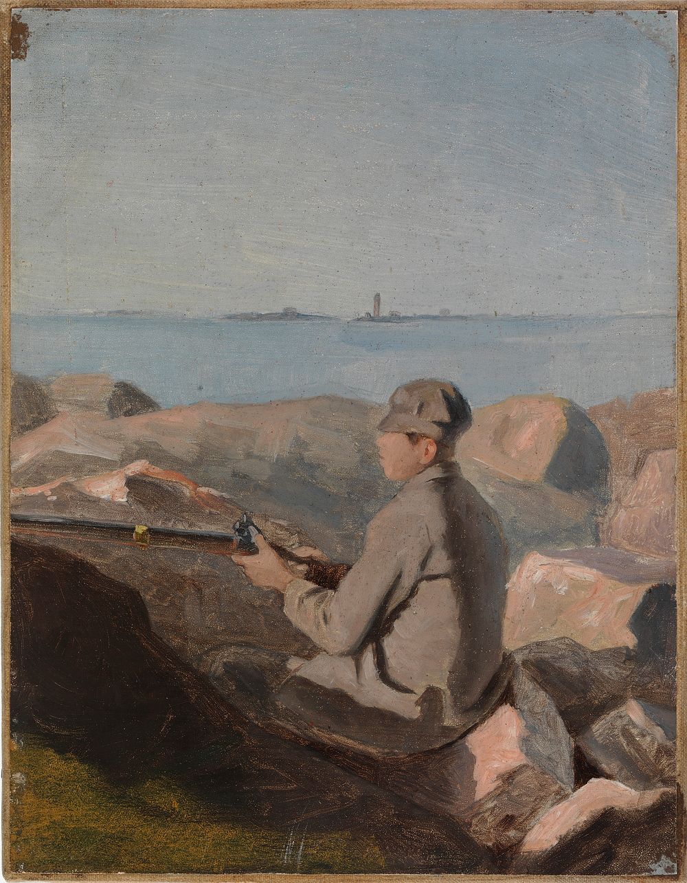 Linnustaja rannalla, harjoitelma, 1882