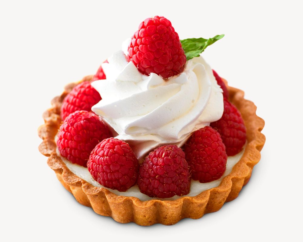 Raspberry tart, collage element psd