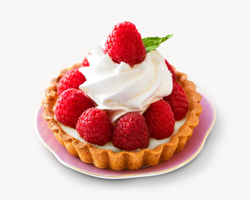 Raspberry tart isolated food image