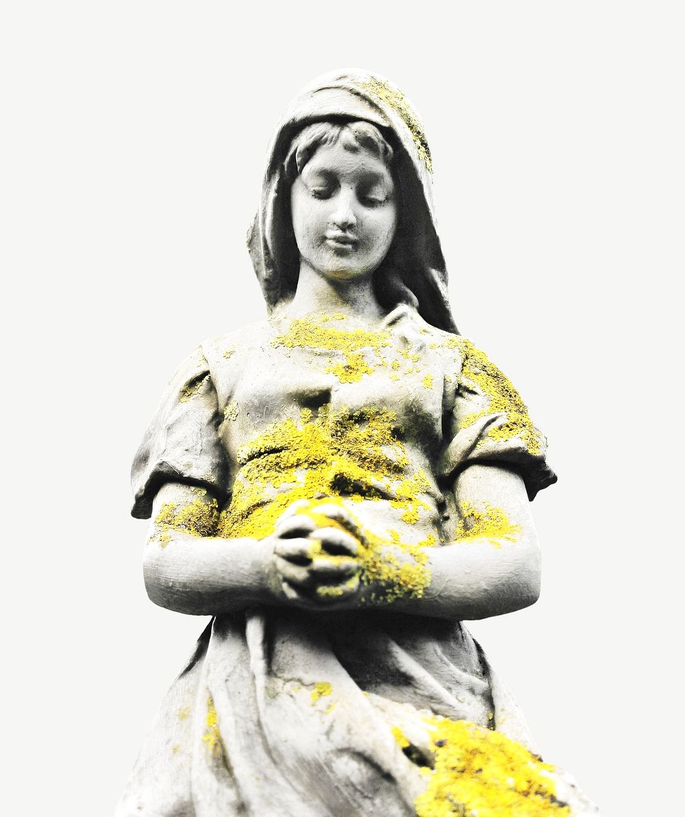 Girl sculpture collage element, isolated image psd
