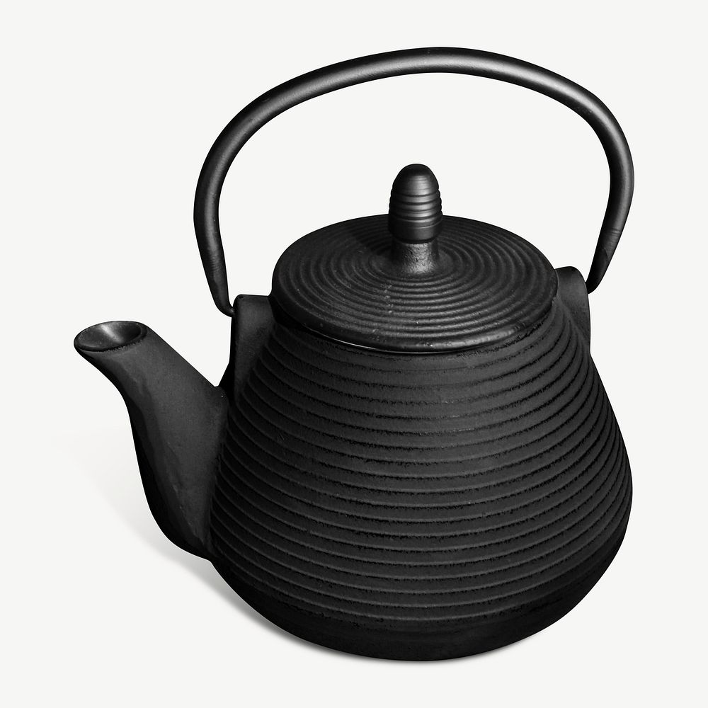 Black teapot collage element psd