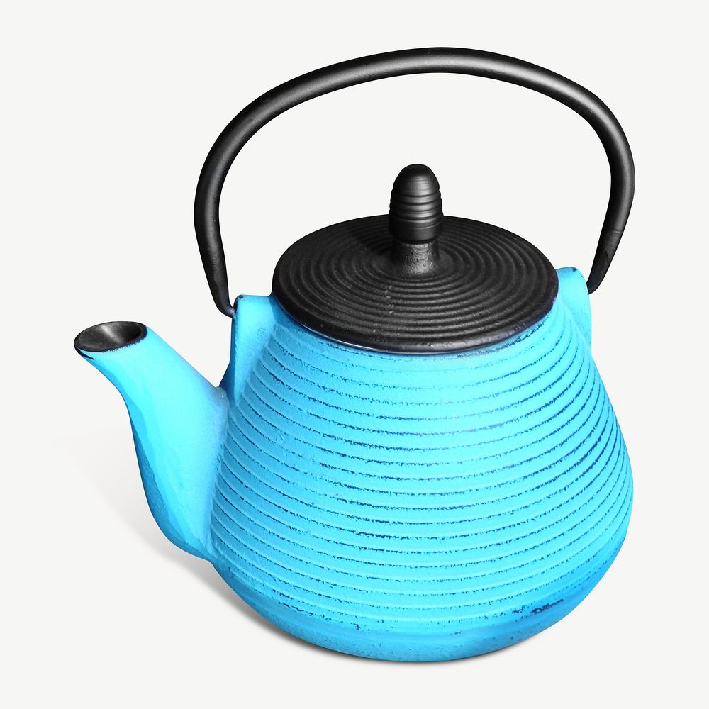 Blue teapot collage element psd