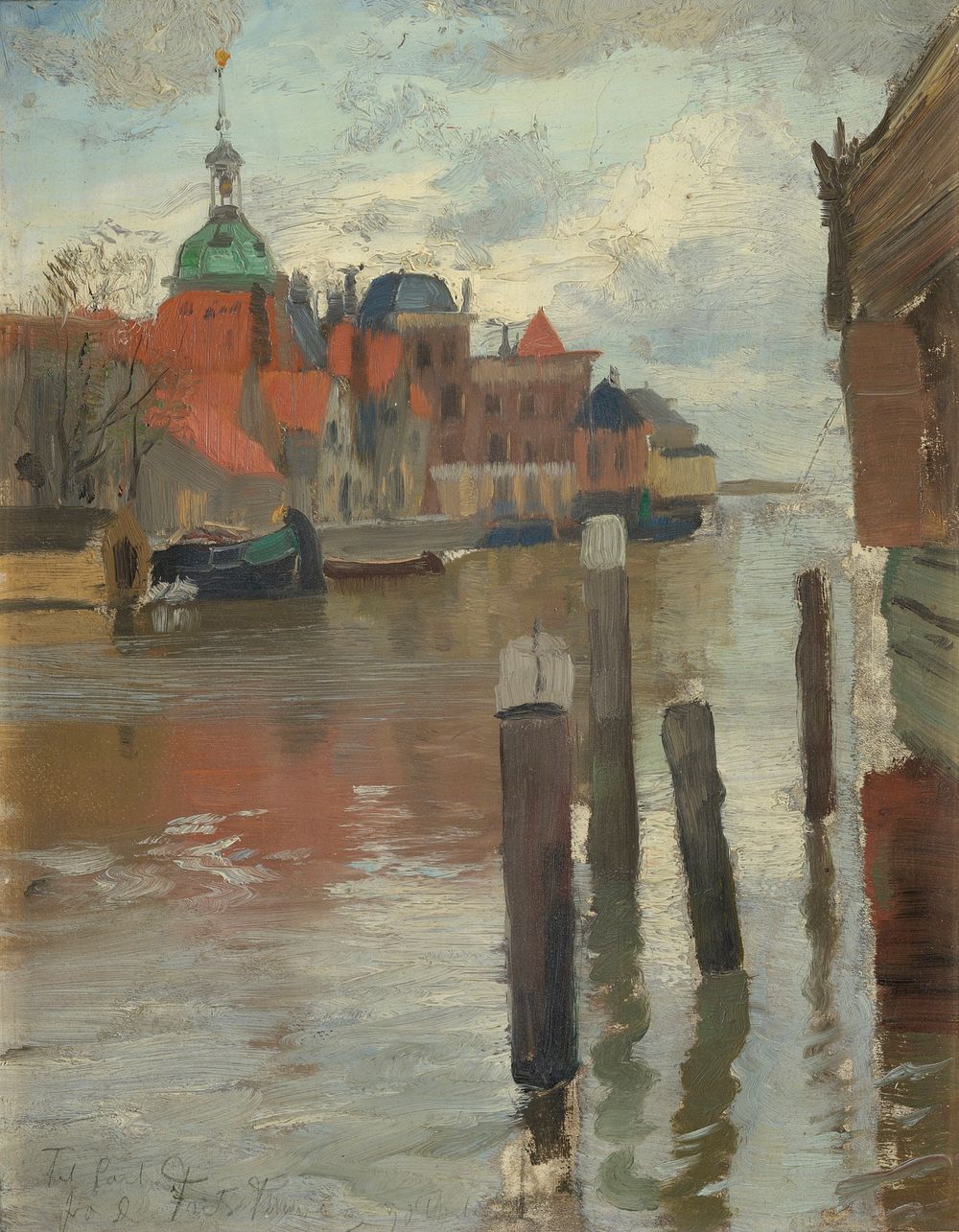 Dortrecht (1886) painting in high resolution by Frits Thaulow. Original from the Thiel Gallery. 