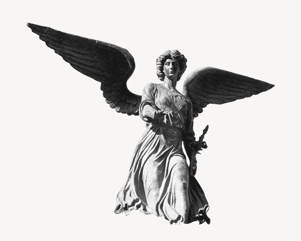 Angel statue collage element psd