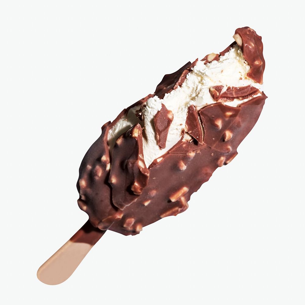 Chocolate ice cream bar isolated on off white design 