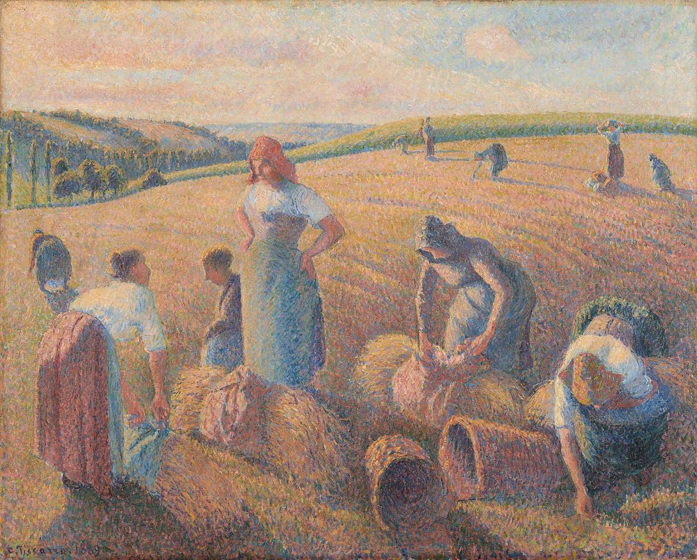 The gleaners (1889) painting in high resolution by Camille Pissarro. 