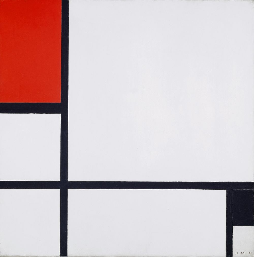 Piet Mondrian's Composition No. I, with red and black (1929). 