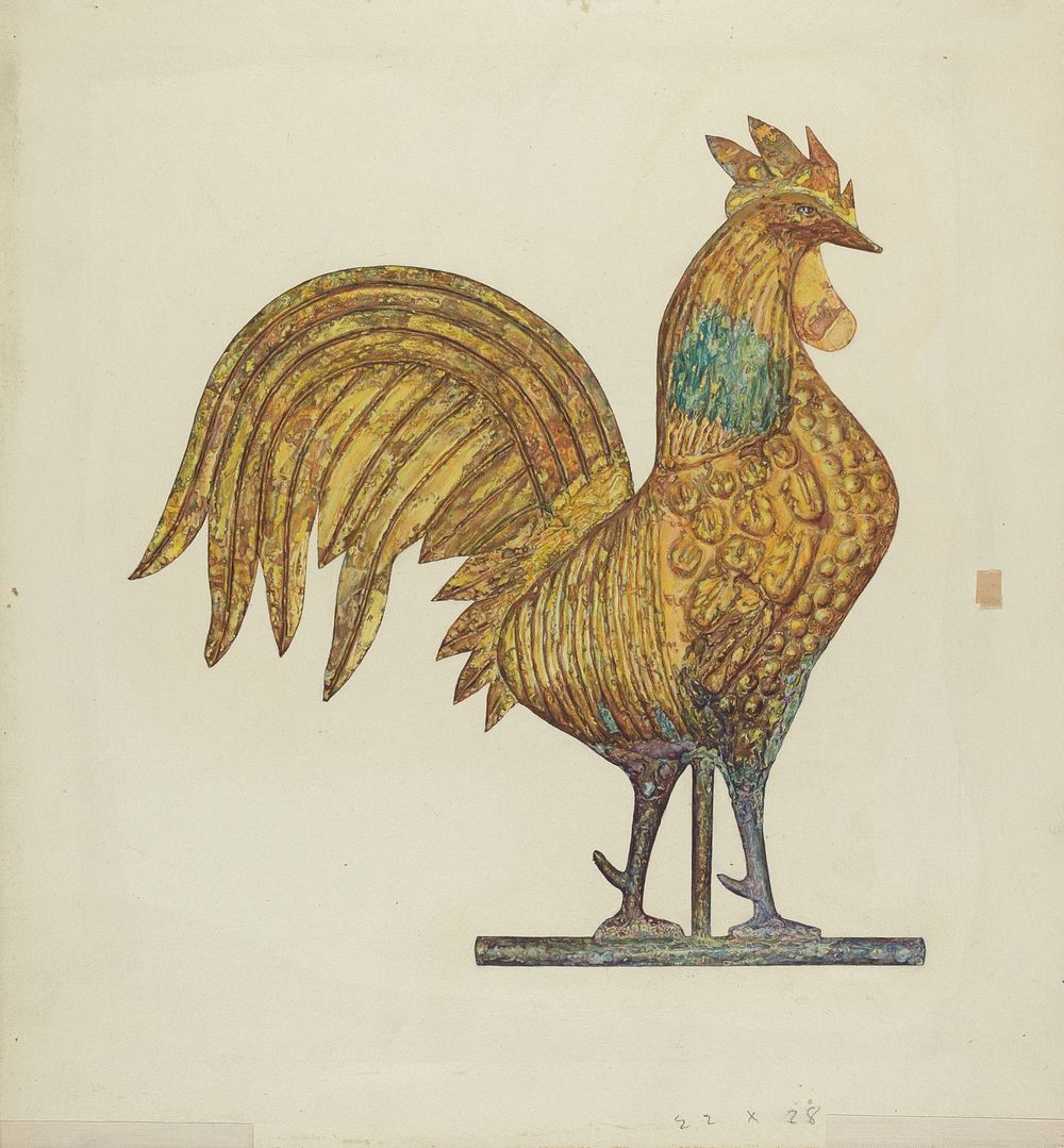 Gilded Weathercock (ca. 1940) by Laura Bilodeau.  