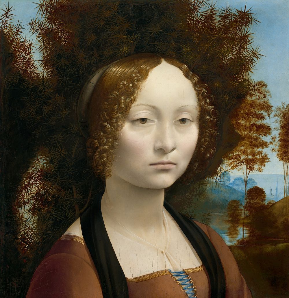Ginevra de' Benci (ca.1474&ndash;1478) painting in high resolution by Leonardo da Vinci.  