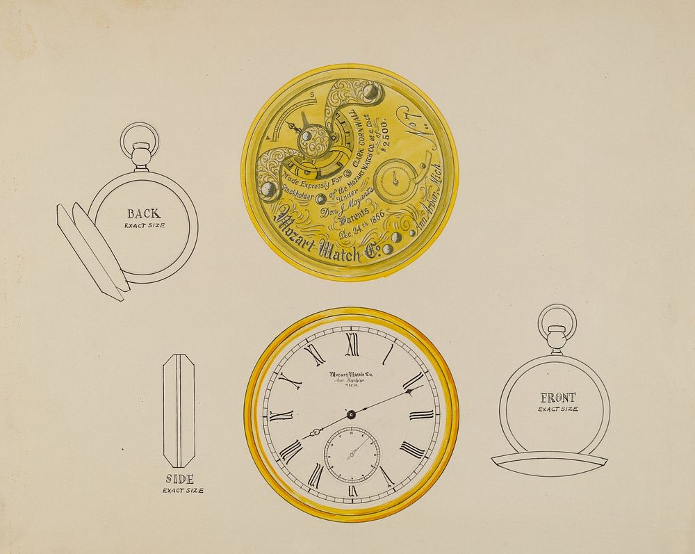 Gold Watch and Frame (c. 1936) by Harry G. Aberdeen.  