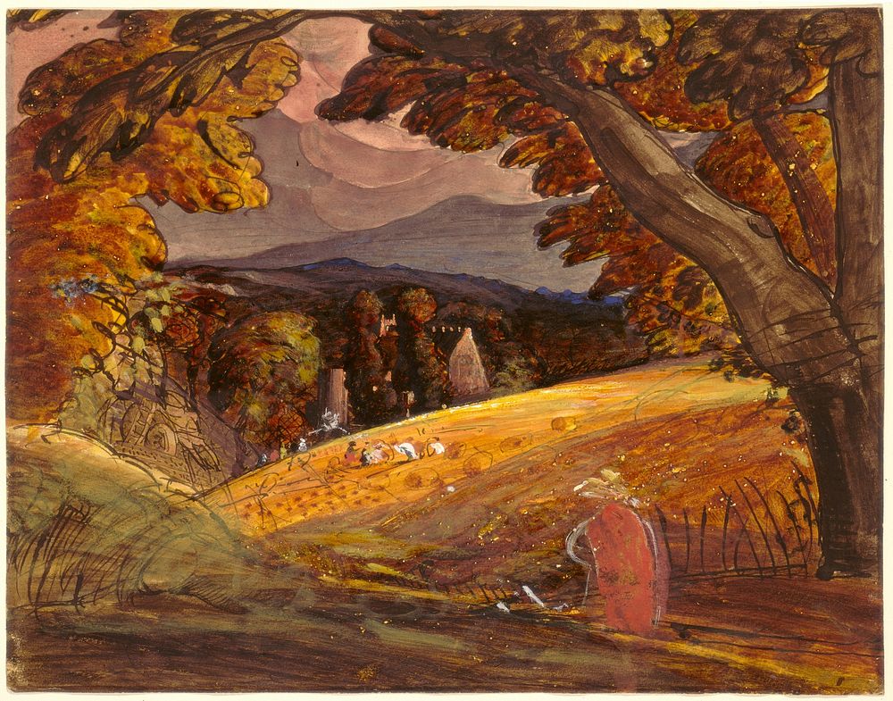 Harvesters by Firelight (1830) by Samuel Palmer.  