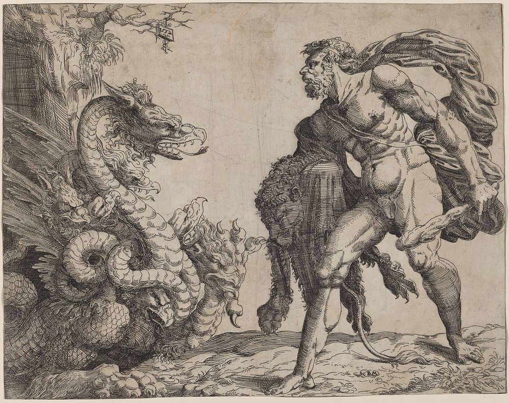 Hercules and the Hydra (1552) by Battista Angolo del Moro.  
