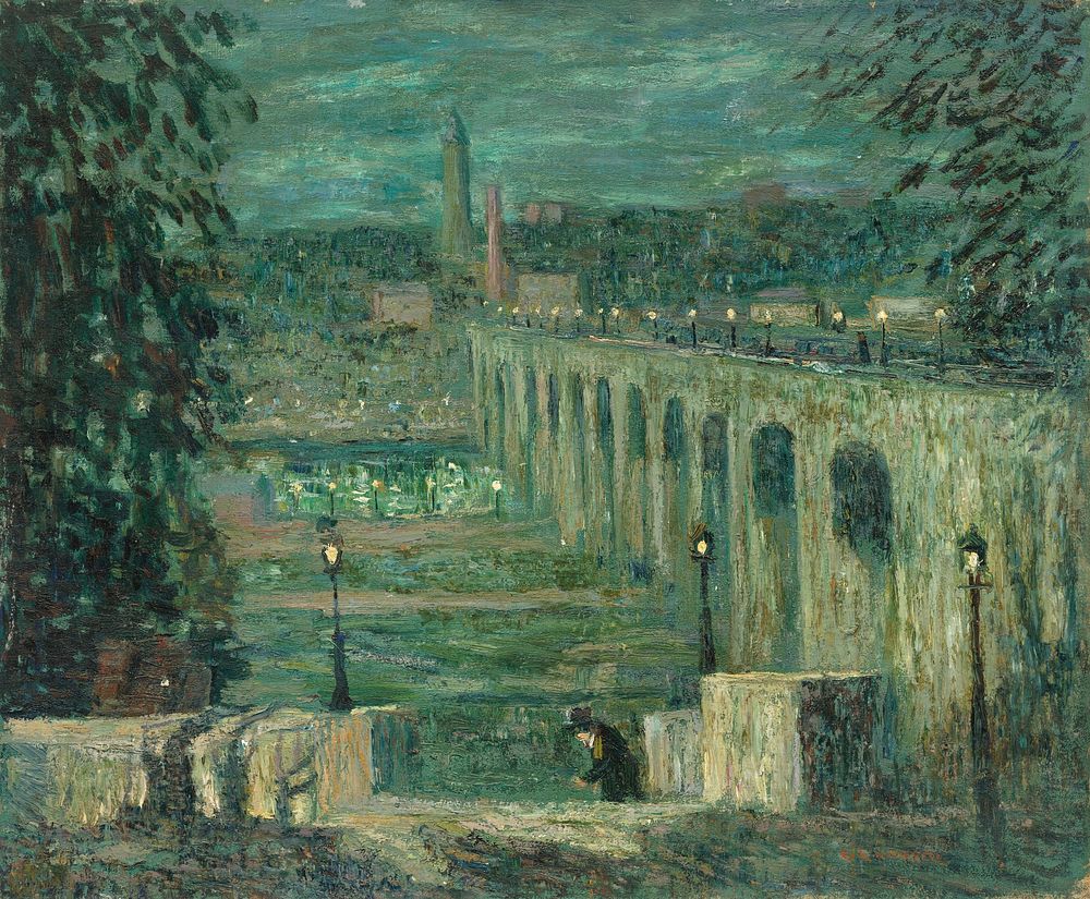 High Bridge at Night, New York City (ca. 1910–1920) by Ernest Lawson.  