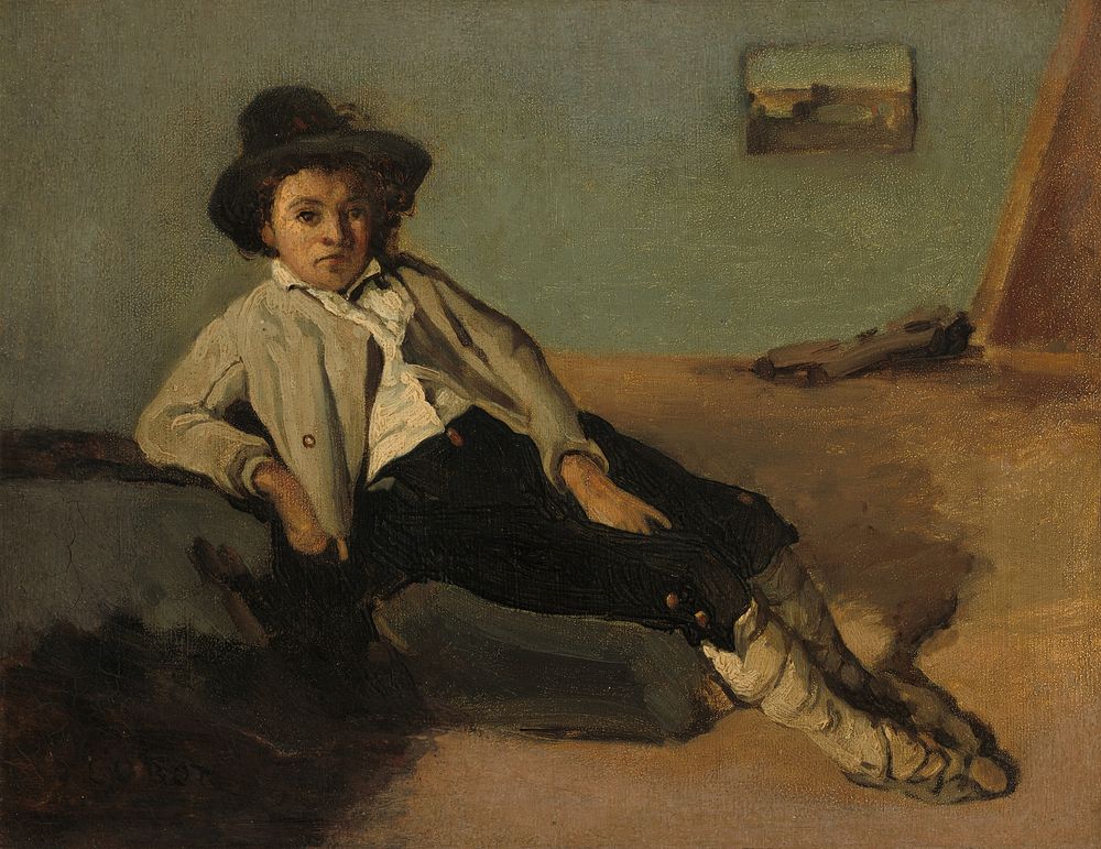 Italian Peasant Boy (1825–1827) by Jean–Baptiste–Camille Corot.  