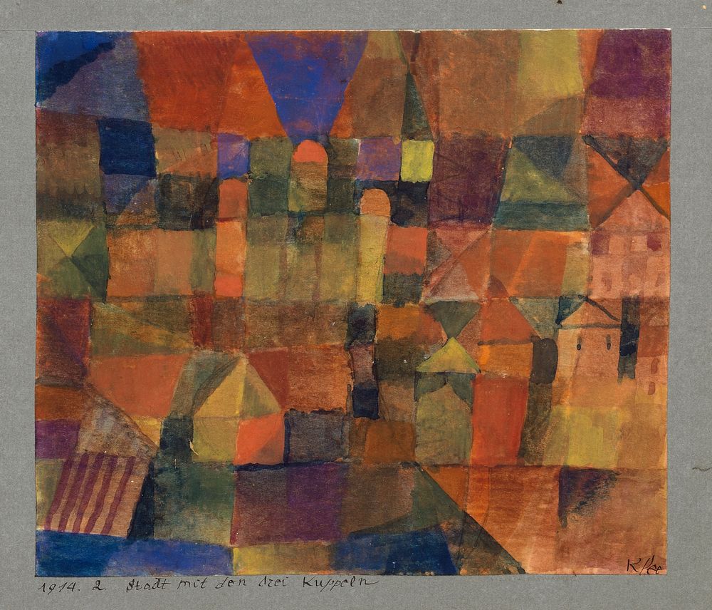 City with the three domes (1914) painting in high resolution by Paul Klee. 