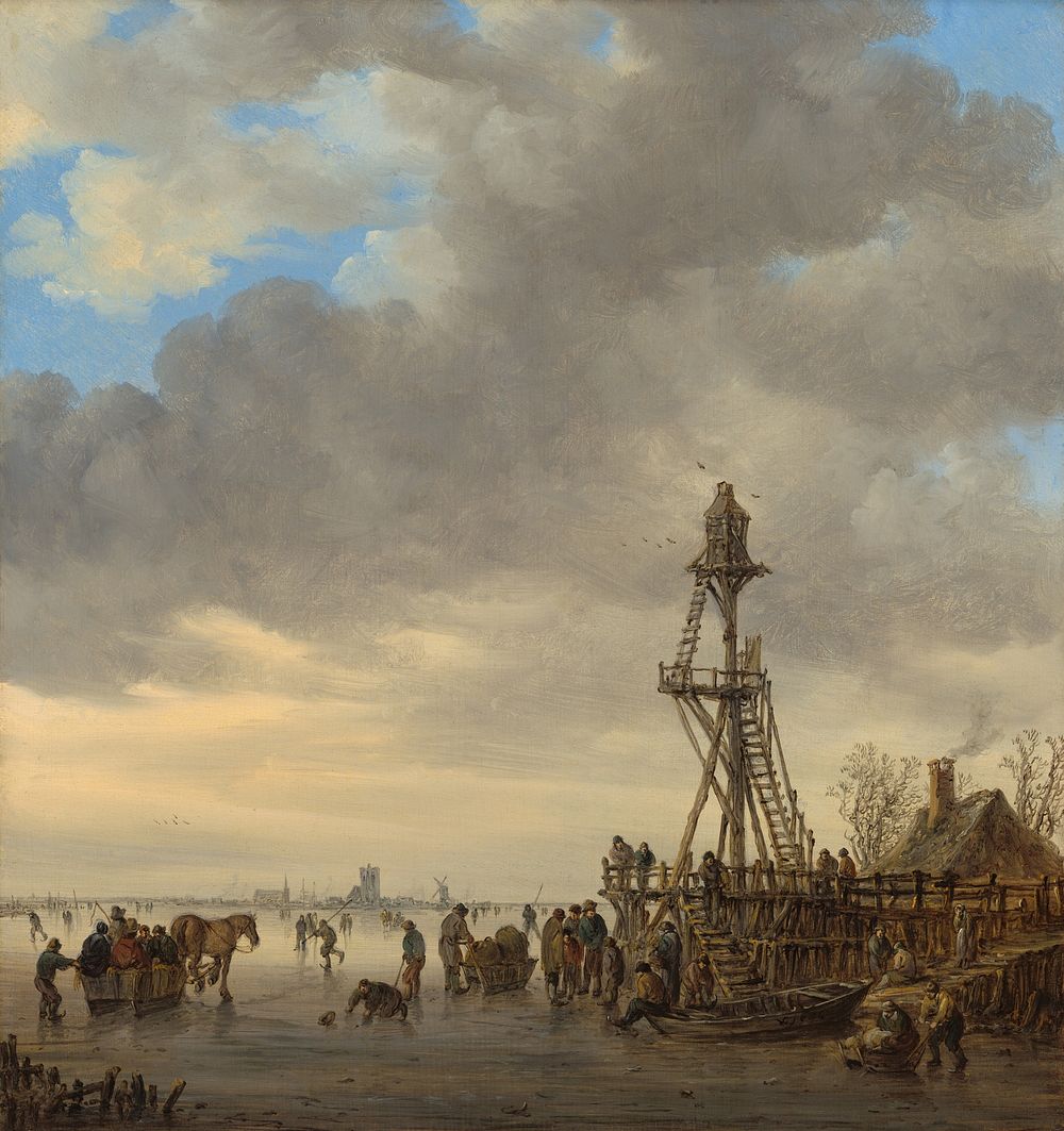 Ice Scene near a Wooden Observation Tower (1646) by Jan van Goyen.  