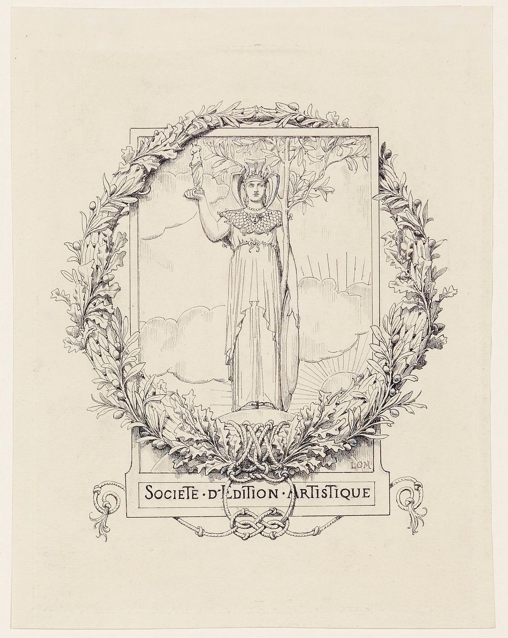 Allegorical figure (20th century) drawing in high resolution by Luc-Olivier Merson. 