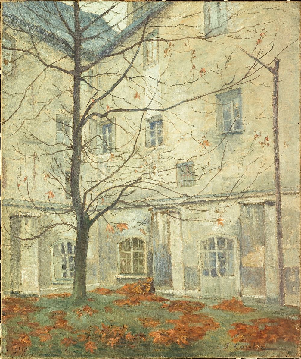 Georges Carette (né en 1854). "La Cour Lacordaire, au couvent des Carmes, rue de Vaugirard". Huile sur toile. 1911. Paris…