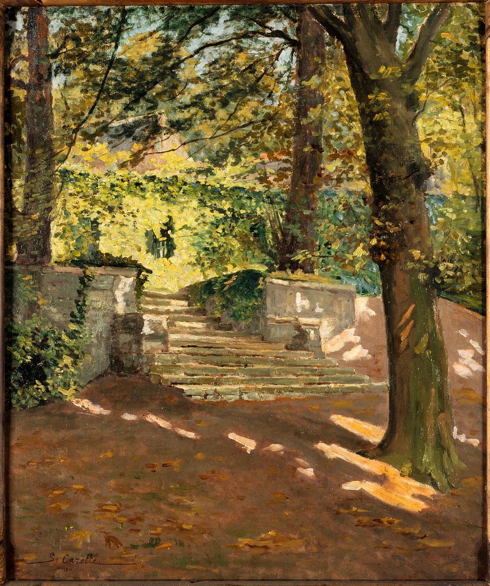 Georges Carette (né en 1854). "Les Anciennes Eaux de Passy (le parc Delessert)". Huile sur carton. 1911. Paris, musée…
