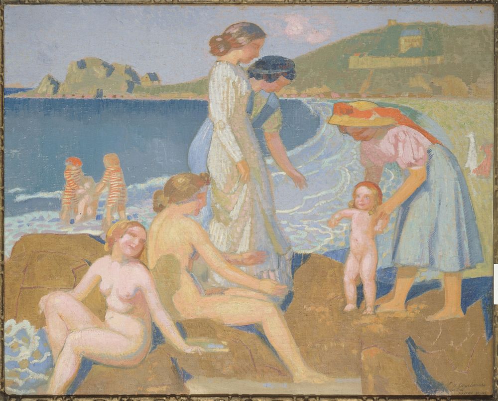 SpringtimeBathers in PerrosGuirec (Baigneuses à Perros-Guirec) (ca.1909–1912) painting in high resolution by Maurice Denis.