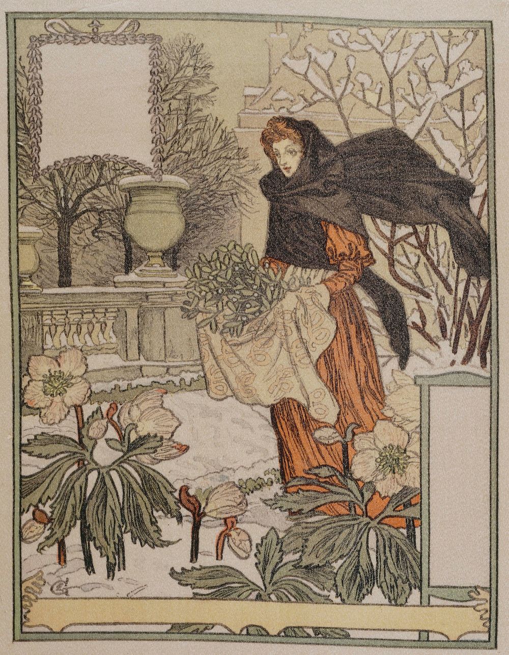 Eugène Grasset (1845-1917). "Allégorie du mois de décembre". Gravure. Paris, musée Carnavalet.