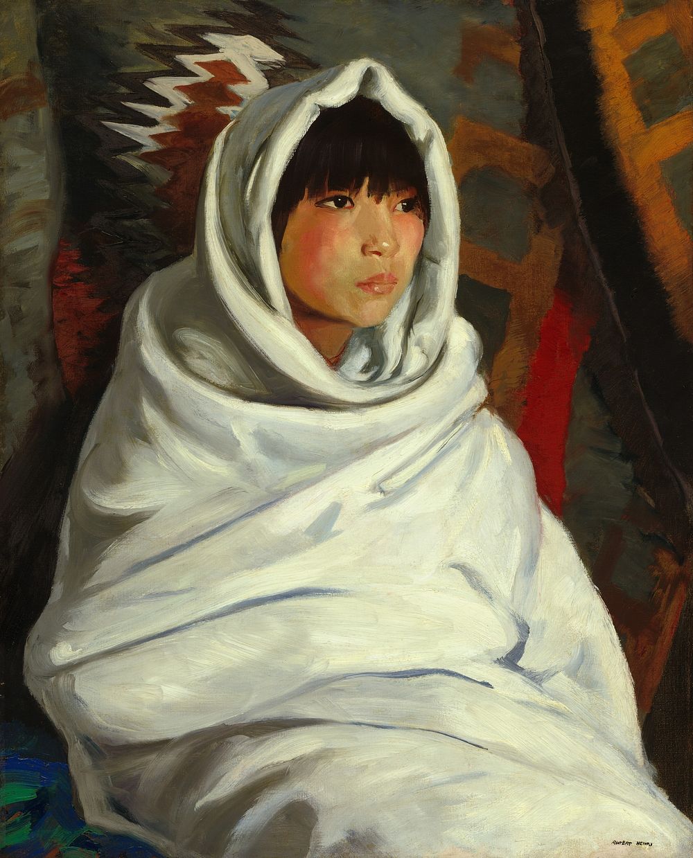 Indian Girl in White Blanket (1917) by Robert Henri.  