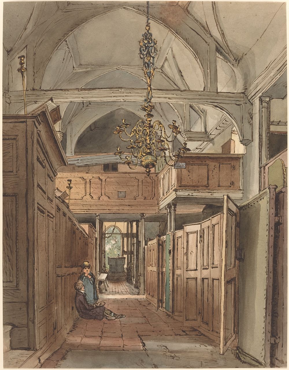 Interior of Bushey Church (ca. 1815&ndash;1820) painting in high resolution by William Henry Hunt. 