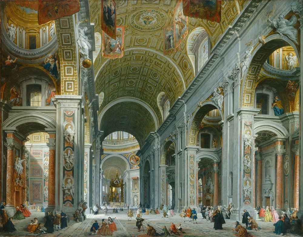Interior of Saint Peter's, Rome (ca. 1754) by Giovanni Paolo Panini.  